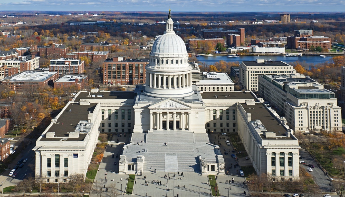 An aerial view of the Pennsylvania State Capitol i