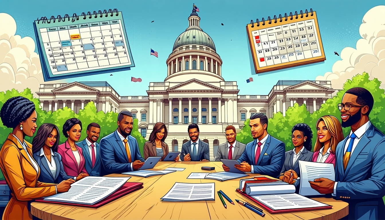 A detailed digital illustration of a vibrant state capitol building, showcasing a grand dome with intricate architectural features. In the foreground,